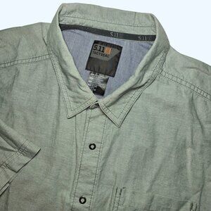 5.11 Tactical Shirt Mens XL Extra Large Green Pockets Short Sleeve Button Up